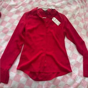 Express Red Silk Blouse